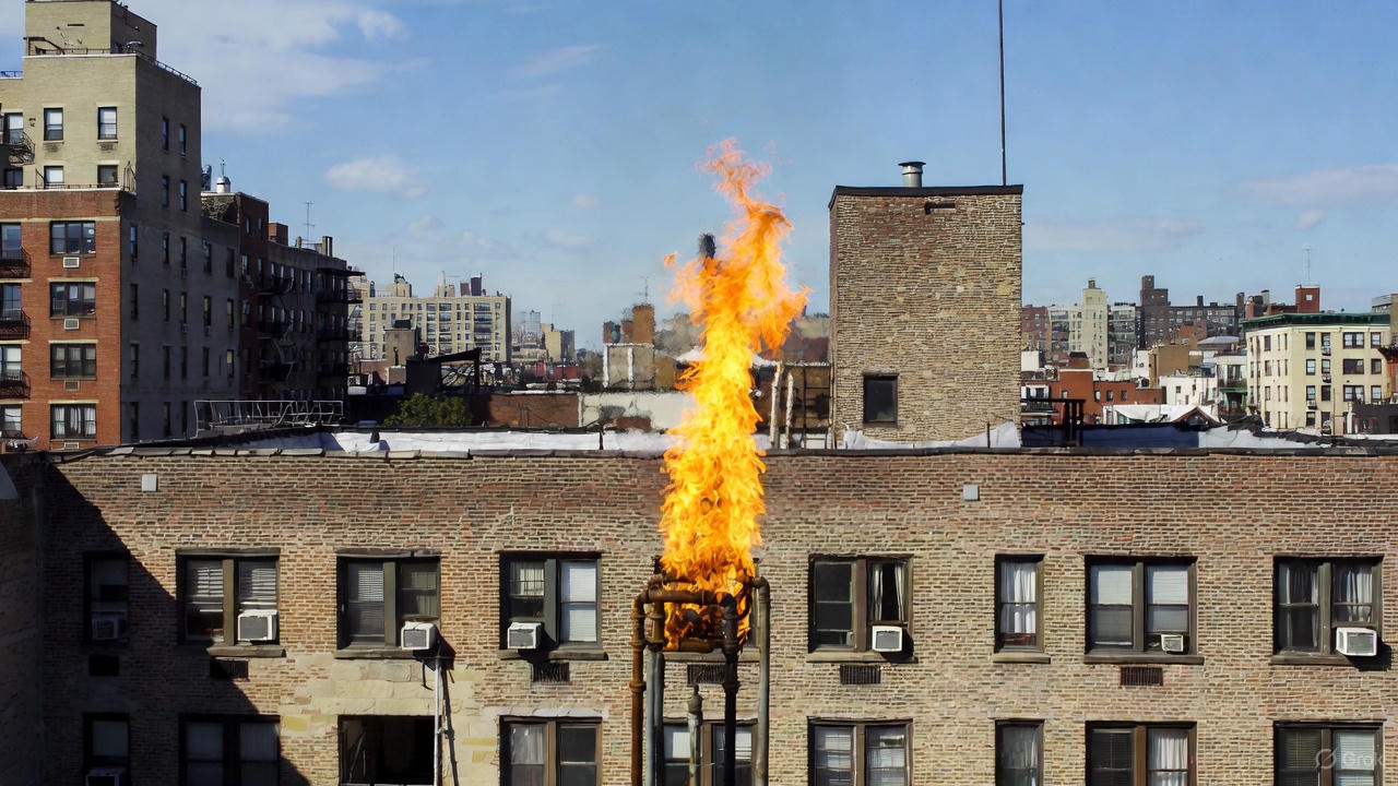 নিউ ইয়র্ক সিটির আবাসিক ভবনে অগ্নিকাণ্ডের এআই নির্মিত চিত্র। ছবি: গ্রোক